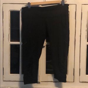 Lululemon Black Crop Leggings with Ruched Detail